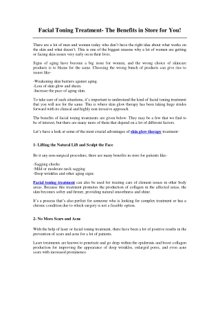 Facial Toning Treatment- The Benefits in Store for You!