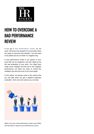 Few things to do if you get a bad performance review