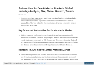 Automotive Surface Material Market Trends & Forecast by 2030