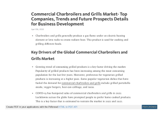 Commercial Charbroilers and Grills Market Forecast by 2030