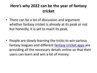 Here’s why 2022 can be the year of fantasy cricket