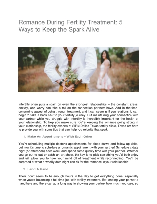 Romance During Fertility Treatment 5 Ways to Keep the Spark Alive