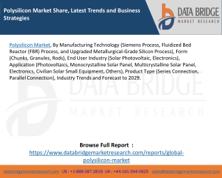 Polysilicon Market Share, Latest Trends and Business Strategies