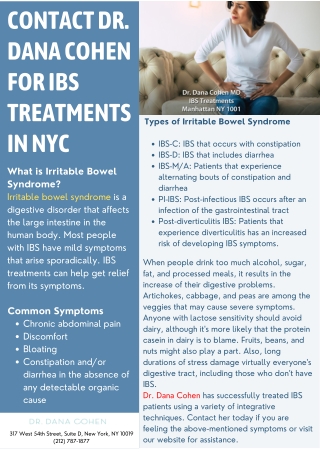Contact Dr. Dana Cohen for IBS Treatments in NYC