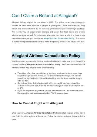Can I Claim a Refund at Allegiant?