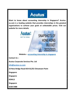 Accounting Internship In Singapore  Acutus-ca.com