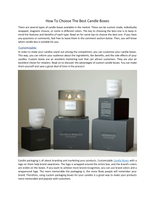 How To Choose The Best Candle Boxes