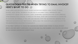 QuickBooks Freezes When Trying to Email Invoice what to do next