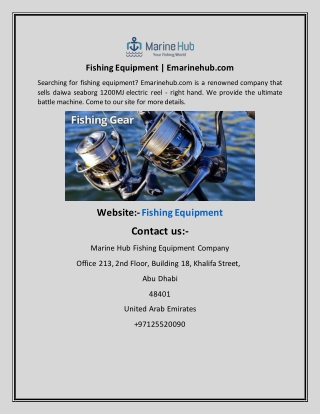 Fishing Equipment  Emarinehub