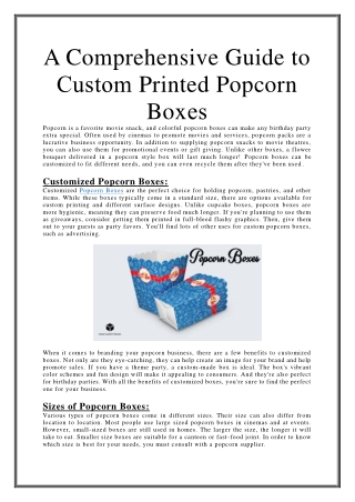 A Comprehensive Guide to Custom Printed Popcorn Box