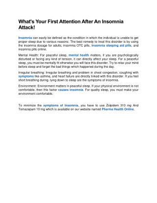 What's Your First Attention After An Insomnia Attack!