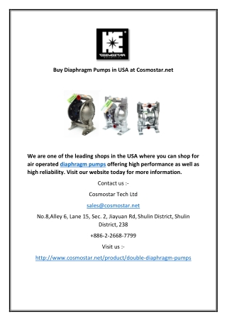 Buy Diaphragm Pumps in USA at Cosmostar.net