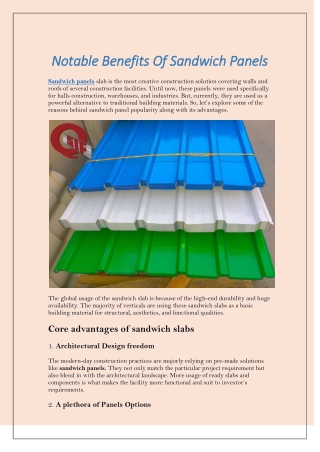 Notable Benefits Of Sandwich Panels