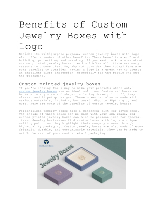 Custom Jewelry Packaging Boxes