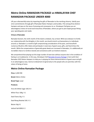 Metro Online RAMADAN PACKAGE vs HIMALAYAN CHEF RAMADAN PACKAGE UNDER 4000