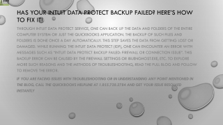 Method to resolve Intuit Data Protect Backup Failed Issue