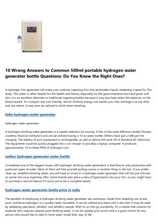 20 Things You Should Know About lourdes hydrogen water generator filter