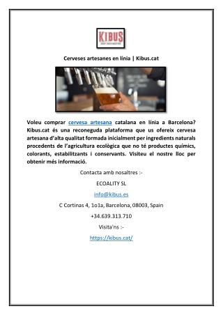 Cerveses artesanes en línia | Kibus.cat
