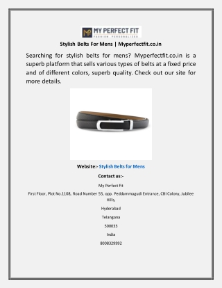 Stylish Belts For Mens  Myperfectfit.co.in