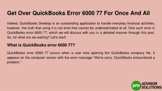 How to Fix QuickBooks Error 6000 77 Once and for All?