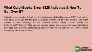 Do you know what QuickBooks error 1328 indicates and how to get around it?