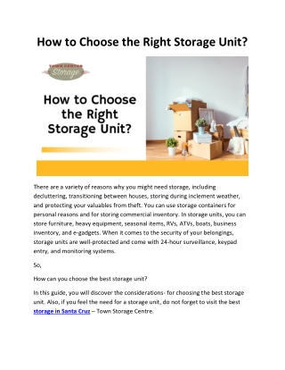 How to Choose the Right Storage Unit