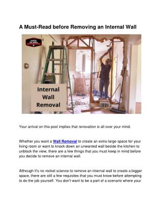 A Must-Read before Removing an Internal Wall