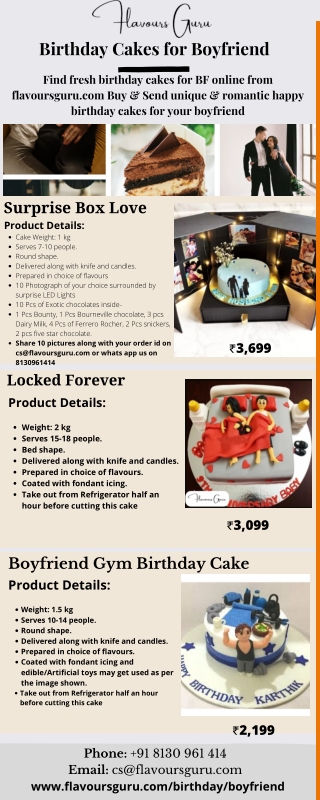 Order Birthday Cake for Boyfriend Online in Delhi NCR - Flavours Guru