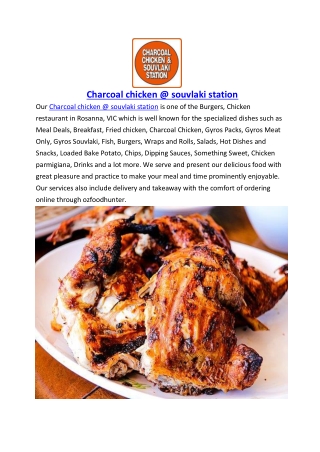 Charcoal chicken & souvlaki station Menu Rosanna, VIC - $5 off