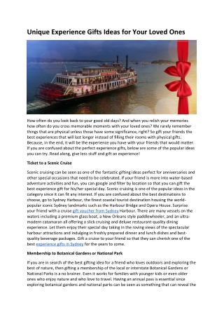 Unique Experience Gifts Ideas for Your Loved Ones