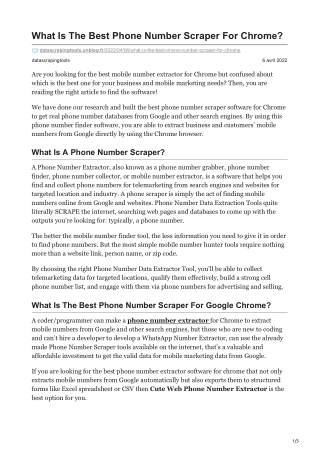 1What Is The Best Phone Number Scraper For Chrome
