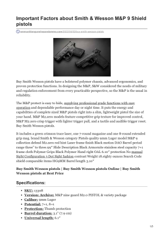 Important Factors about Smith & Wesson M&P 9 Shield pistols | (281) 406-1486
