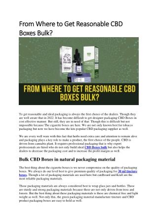 From where to get reasonable CBD Boxes bulk