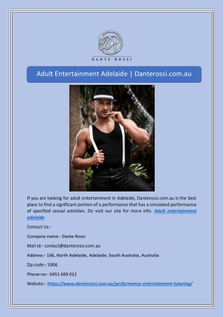 Adult Entertainment Adelaide | Danterossi.com.au