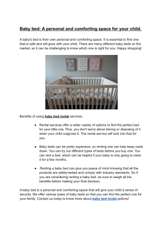 Baby bed - A personal and comforting space for your child