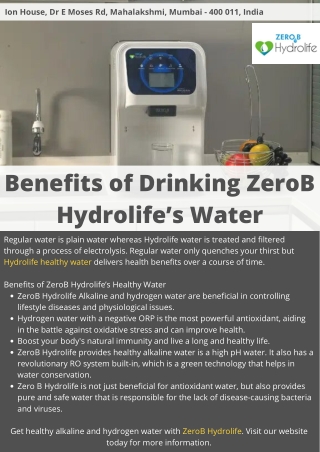 Benefits of Drinking ZeroB Hydrolife’s Water