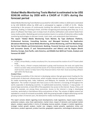 Global Media Monitoring Tools Market is estimated to be US