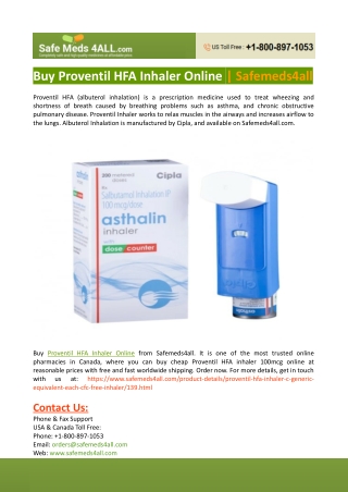 Buy Proventil HFA Inhaler Online