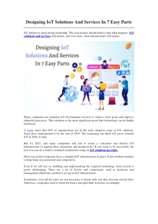 Designing IoT Solutions And Services In 7 Easy Parts