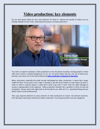 Video production key elements
