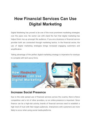 Financial Services by Digital Marketing