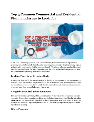 Avoid 3 common plumbing issues | Plumbers Near Me