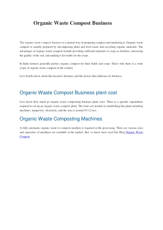 Organic Waste Compost Business word