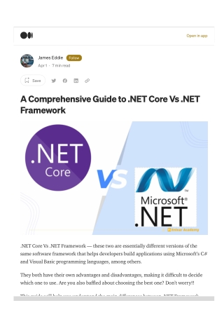 A Comprehensive Guide to .NET Core Vs .NET Framework
