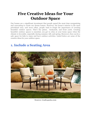 Five Creative Ideas for Your Outdoor Space