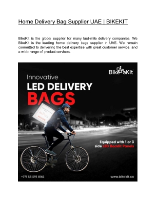 Home Delivery Bag Supplier UAE | BIKEKIT