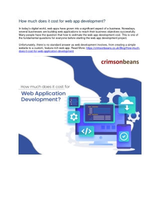 How much does it cost for web app development