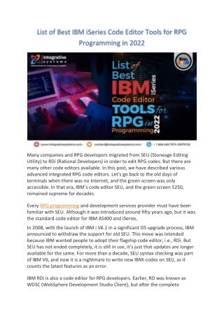 List of Best IBM iSeries Code Editor Tools for RPG Programming in 2022