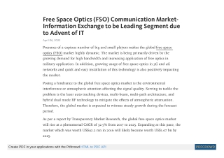 Free Space Optics Market Research Report 2017 - 2025 | TMR