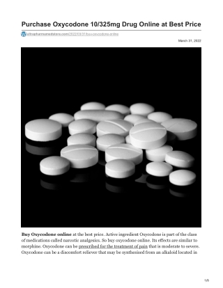 Purchase Oxycodone 10325 mg Drug Online at Best Price |  1(949)2293792